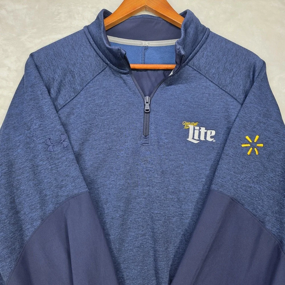 Under Armour Mens XL Cold Gear 1/4 Zip Pullover Blue Miller Light/ Walmart Spark